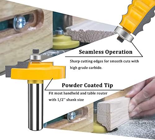 TAIWAIN Router Bit Set 1/2 Inch Shank 3 PCS, Frame Wood Milling Cutter,Rail &Stile Woodworking Miter Carbide CNC Cutting Router Bits Sets Tool for Cabinet Drawer Door Surfacing (G1-G)