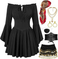 Women Pirate Costume Set Halloween Dress Outfit with Accessories