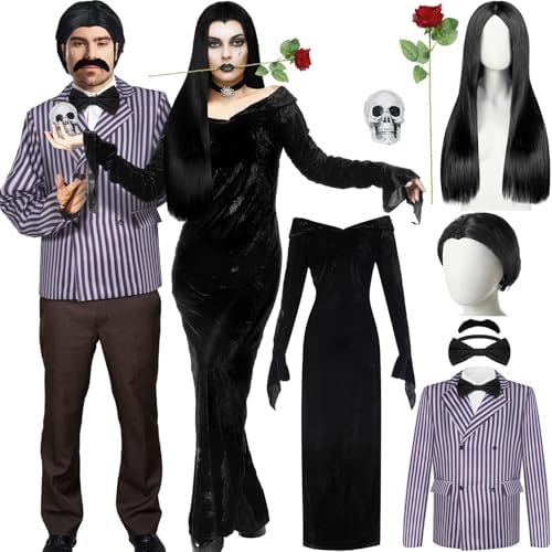 Xtinmee 8 Pcs Couples Halloween Cosplay Costume Gothic for Men Women