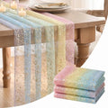Artoid Mode 3-Pack Gold Gauze Table Runner 120 Inch 10FT, Rainbow Glitter Metallic Foil Sheer Dining Wedding Anniversary Holiday Birthday Table Decor for Home Party