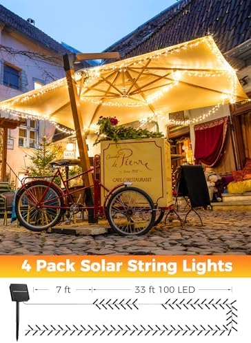 Minetom Solar Christmas Lights Outdoor Waterproof,4Pack Total 160FT 400 LED