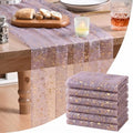 Artoid Mode 6Pcs Grayish Purple Gauze Gold Table Runner 10FT, Glitter Metallic Foil Sheer Dining Wedding Anniversary Holiday Table Decor for Home Party