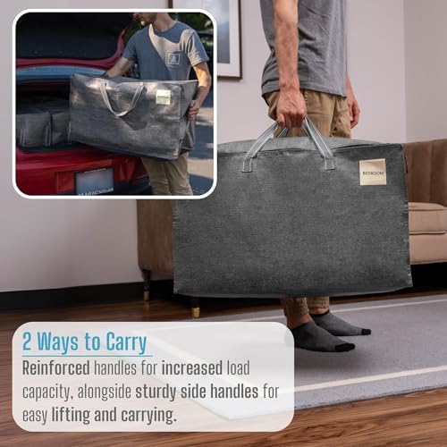 VENO 6 Pack Extra Large Heavy Duty Moving Bags with Wide Opening & Reinforced Handles, Reusable Storage Tote Bags with Strong Zippers for Clothes, College Dorm Essentials & Moving Supplies
