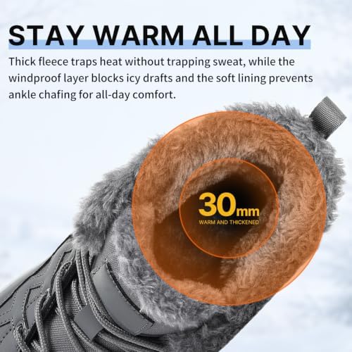Snow Boots for Men Winter Waterproof Warm Fur Lined Shoes Non Slip Ankle