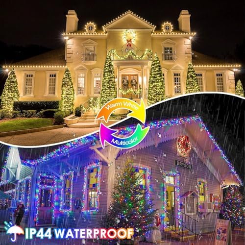 200 LED Connectable String Lights with Remote, Warm White to Multicolor