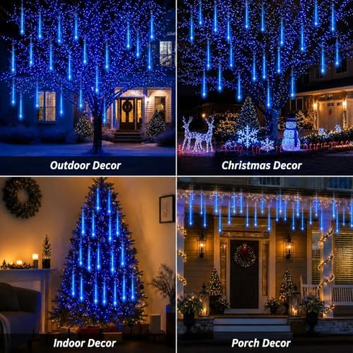 Aukora Christmas Lights Outdoor, UL Certified Meteor Shower Lights Blue