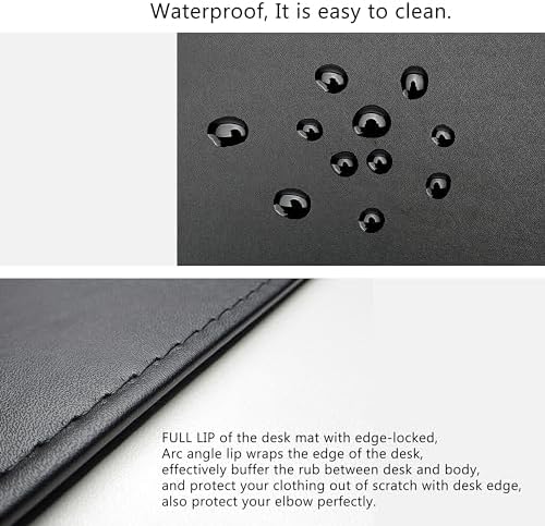AKOZLIN 27.55”x 18.9" Soft PU Leather Surface Office Desk Mouse Mat Anti-Push Pad with Full Grip Fixation Lip Table Blotter Edge-Locked Protector