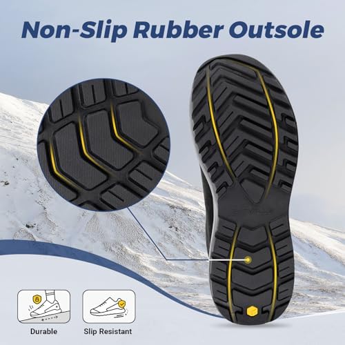 FitVille Wide Width Mens Winter Boots Fur Lined Extra Wide Snow Boot Lightweight Non Slip Outdoor Mens Diabetic Shoes for Flat Feet