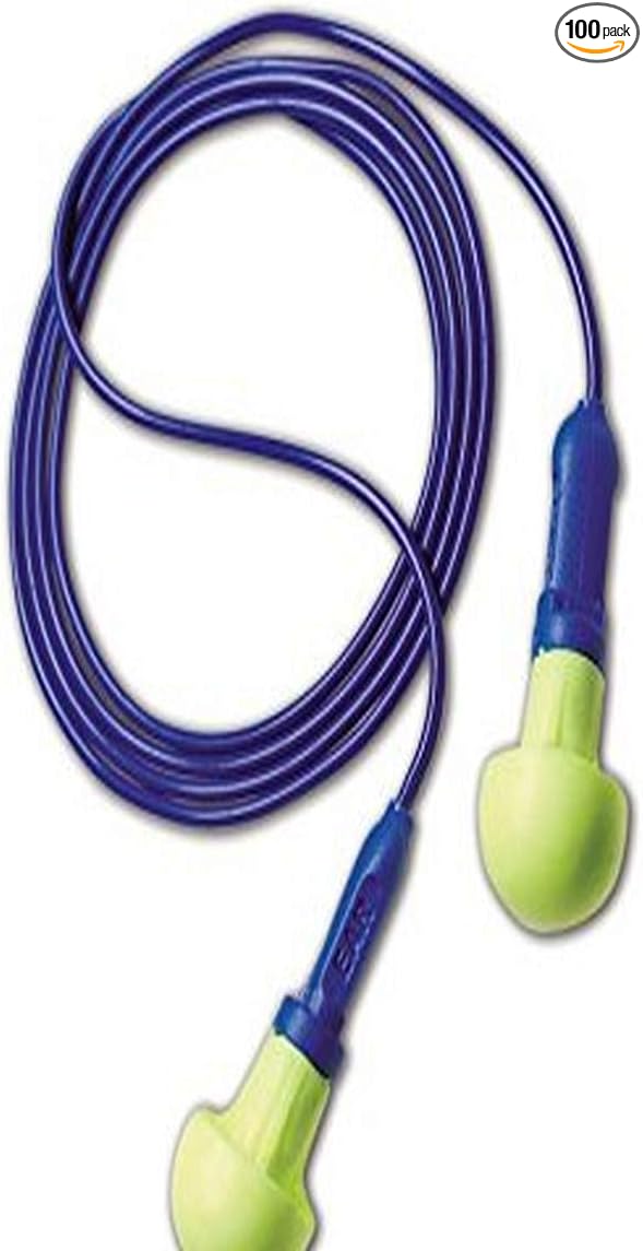 E-A-R by 3M 10080529180015 3M 318-1001 E-A-R Push-Ins Disposable Corded Earplugs, OSFA, Blue, One Size Fits All (Pack of 100)