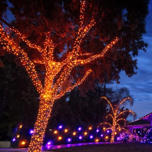 TW SHINE Halloween Lights, 200 LED 66FT Outdoor Halloween Lights Plug in with 8 Modes, Waterproof Light Outdoor, Indoor Decorations for Party Yard Haunted House Decor, Orange