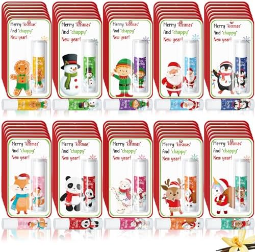 120 Pack Christmas Lip Balms Gift Bulk Cute Christmas Party Favors