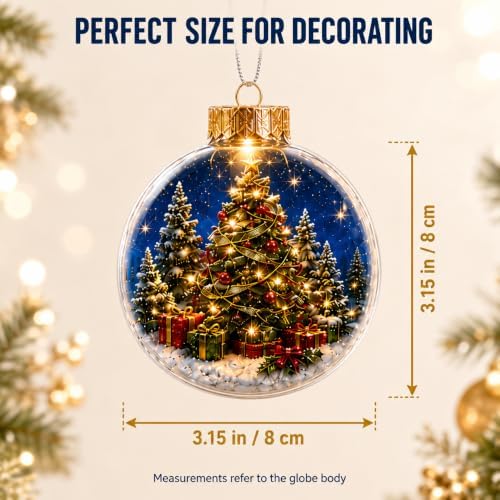 9 Pack Lighted Christmas Ball Ornaments with Flat Acrylic Inserts