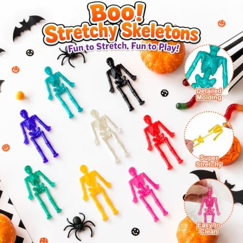Bulk Halloween Toys Party Favors 60 PCS, Small Skeleton Figurines for Kids