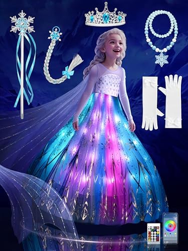 Light Up Princess Costume for 3-9 Ages girls Halloween dress up