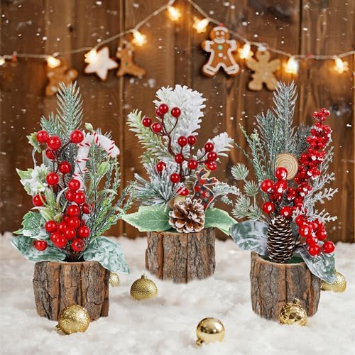 winemana Mini Christmas Trees Table Decorations for Indoor Office, 3 Pack
