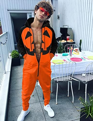 COOFANDY Mens Jumpsuit Onesie Hooded Full Zip One Piece Jogging Tracksuit