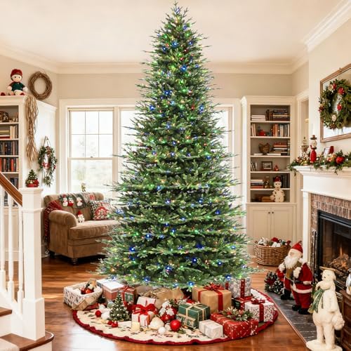 Hykolity 12 ft Prelit Christmas Tree with 850 Multicolor LEDs