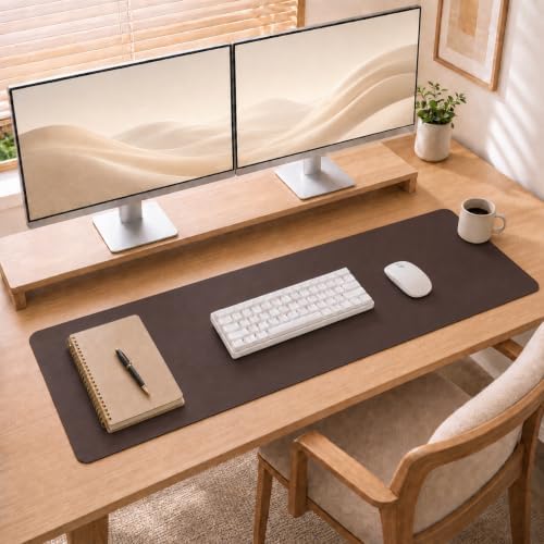 Leather Desk Mat 71" x 15.7", Rich Brown Large Desk Pad Protector