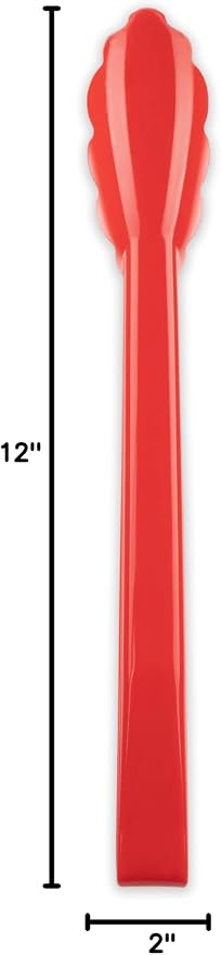 Carlisle FoodService Products salad tongs 12 in – 471205 Heat Resistant Plastic Tongs for Grilling and Food Prep, Dishwasher Safe for Restaurants, Kitchens, Catering NSF Listed, Red