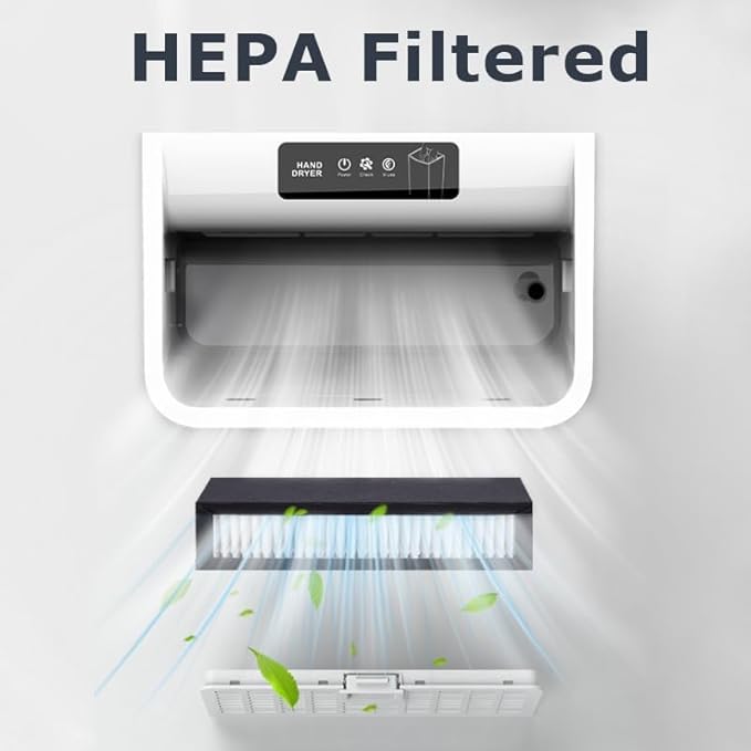 Vertical Hand Dryer HEPA Filtered 1800W High-Speed Wall Mount Jet Automatic Infrared Air for Commercial and Home Bathroom,White 2688