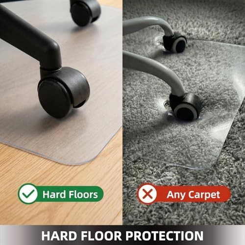 Chair Mat for Hard Floors 58x74 inches, Transparent Chair Mats for Hardwood/Tile Floor, Smooth Rolling Glide Under Desk, Plastic Hard Floor Protection Mat for Home & Office (Clear)