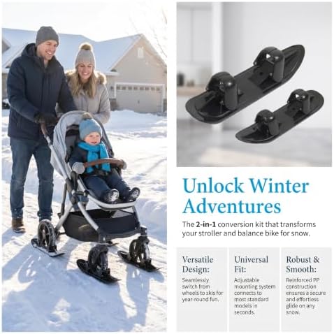 Colaxi 2 Pieces Snow Skis Snow Sledge Balance Bike into Sled Snowmobile Skiing Sled Attachment for Lakeside