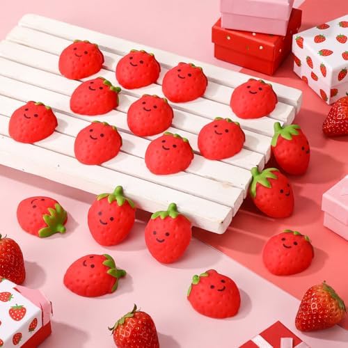 Thenshop 24 Pcs Cute Strawberry Ball Nxiety Relief Fidget Decor