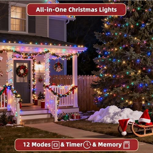 470ft Outdoor Christmas Lights, 1500 LED Super Long String Lights 12 Modes & Timer Memory, Dimmable Outsite Waterproof Light Strings for Xmas Tree Garden Wedding Party Holiday Decorations Multicolor