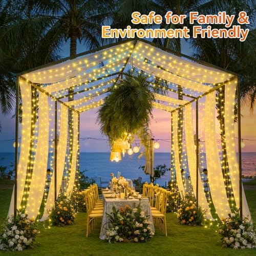 SAUIRS 403FT 1000 LED Christmas Lights Outdoor String Lights with 8 Modes Timer Waterproof Fairy Light Plug in for Outside Indoor Party Xmas Palm Tree Yard Wedding Decorations(Warm White)