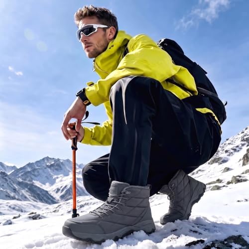 EQW Men's Waterproof Snow Boots Insulation Lightweight Non-Slip