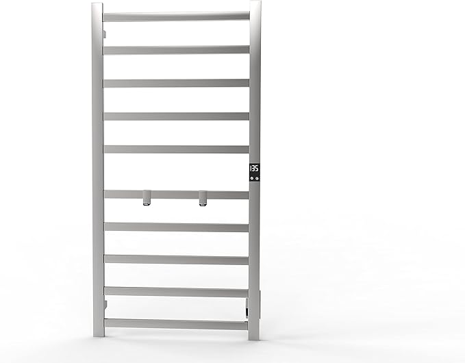 Topdattion Electric Towel Warmer | Super Thin | with Timer & Temperature Multi-Level Adjustments | Hardwired & Plug-in | 10 Bar Brushed Finish