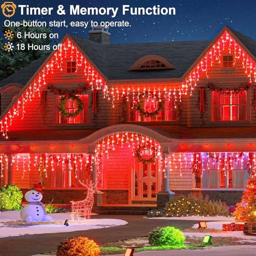 33FT Icicle Lights for Outside 400 LED Red Christmas Lights