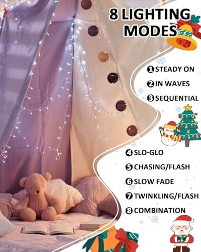 2 Pack 200 LED Battery Operated String Lights, Twinkle Lights Cool White