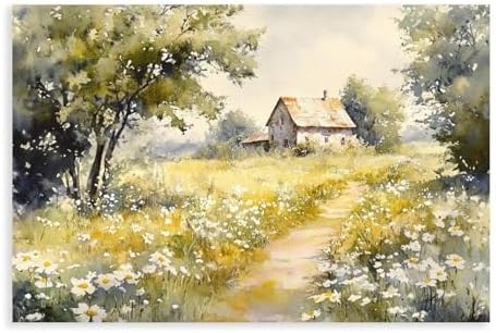 JDBeehpy Wildflower Path Botanical Canvas Wall Art Unframed 20x30inch