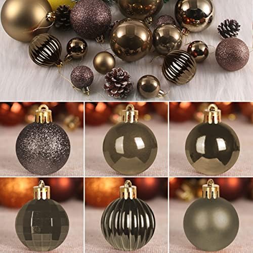Vintage Copper 3.2" Large Christmas Balls - Christmas Tree Decoration Ornaments Shatterproof Hanging Balls for Birthday Halloween Holiday Wedding Decorations Set of 18pcs