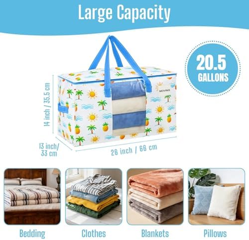VENO Moving Bags, Wide Open Top, Clear Window, Tropical Island, 8 Pack