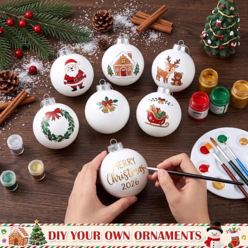 Zubebe 72 Pcs 3.15 Inch Blank White DIY Christmas Ball Ornaments for Craft