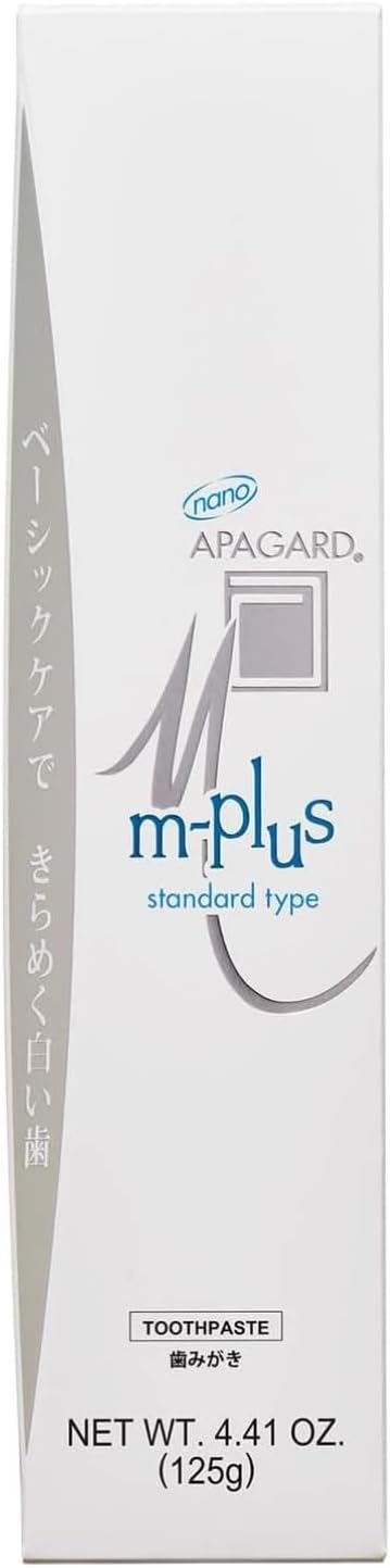 APAGARD® M-Plus, Sangi's Nano-Hydroxyapatite Toothpaste for Naturally Whiter Teeth, No Fluoride, for Family use, 125g / 4.4 oz, Mild Mint Flavor, Pack of 3