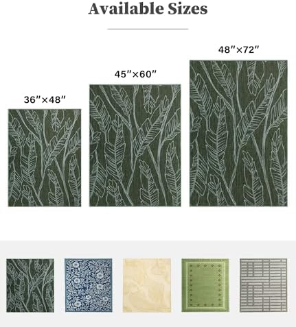 chakme Office Chair Mat for Hardwood Floor, 48"x36" Easy Glide Computer Desk Mat Protector for Rolling Chair Under Desk Rug Nonslip Backing, Machine Wash, (Dark Green Leaf)