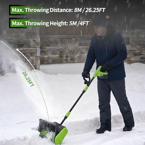 21V Cordless Snow Shovel with Battery, Electric Snow Blower Cordless