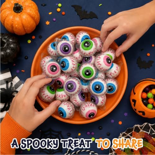 Eyeballs Gummy Candy, Halloween Candy, Strawberry Jelly Filled Gummies - 30 Count Jar