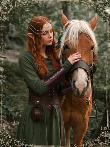 10 Pcs Women Renaissance Halloween Fairy Costumes Medieval Elf Dress S-XXL