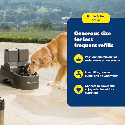 PetSafe Drinkwell Outdoor Dog Water Fountain, 2 Reservoirs, 450 oz, Taupe