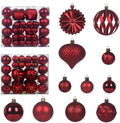 Christmas Tree Balls Ornaments Set, 48 Pcs Shatterproof Plastic Decorative Baubles Shiny Hanging Ball Ornaments for Xmas Tree Holiday Party Wedding Decoration, Red