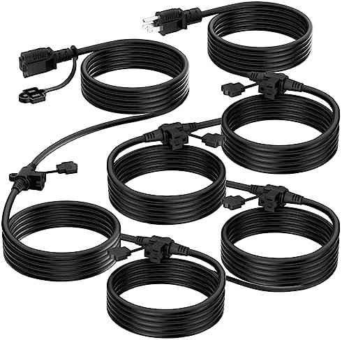 K KASONIC Outdoor Extension Cord 50 FT, Evenly Spaced 6 Outlets, Black