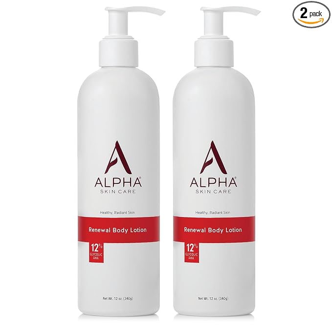 Alpha Skin Care Revitalizing Body Lotion, 12% Glycolic AHA, Simple & Effective Daily Moisturizer Hydroxy Acid, Hydrates & Exfoliates for Soft, Smooth Skin, Anti-Aging, 12 Oz, Pack of 2