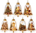 7PCS Glowing Christmas Ornaments - Mini Gold Light-Up Christmas Ball Ornaments - Christmas Tree Ornament with Warm LED Light for Tree Mantel, Holiday Scene Decoration & Gift