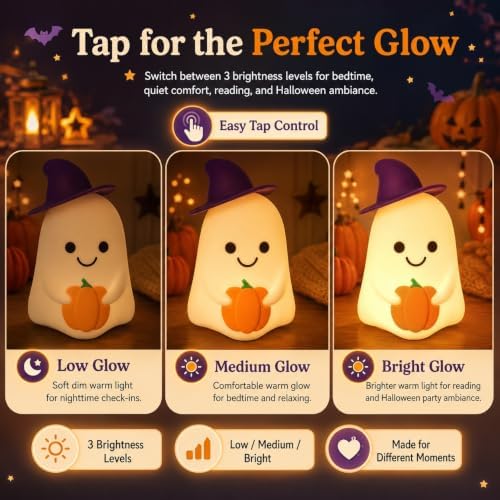 Rechargeable Tap-Control Magic Halloween Ghost Squishy Night Light
