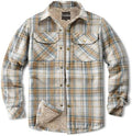 Men's Sherpa Cotton Flannel Shirt Jacket Plaid Button Coat Pocket