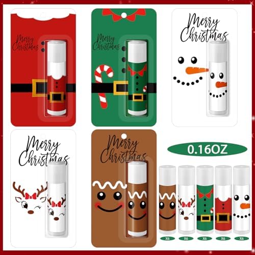 30 Pack Christmas Lip Balms Gifts Bulk Merry Christmas Party Favors
